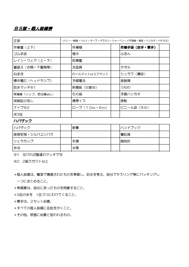 日本ボーイスカウト津島第３団 団内連絡事項